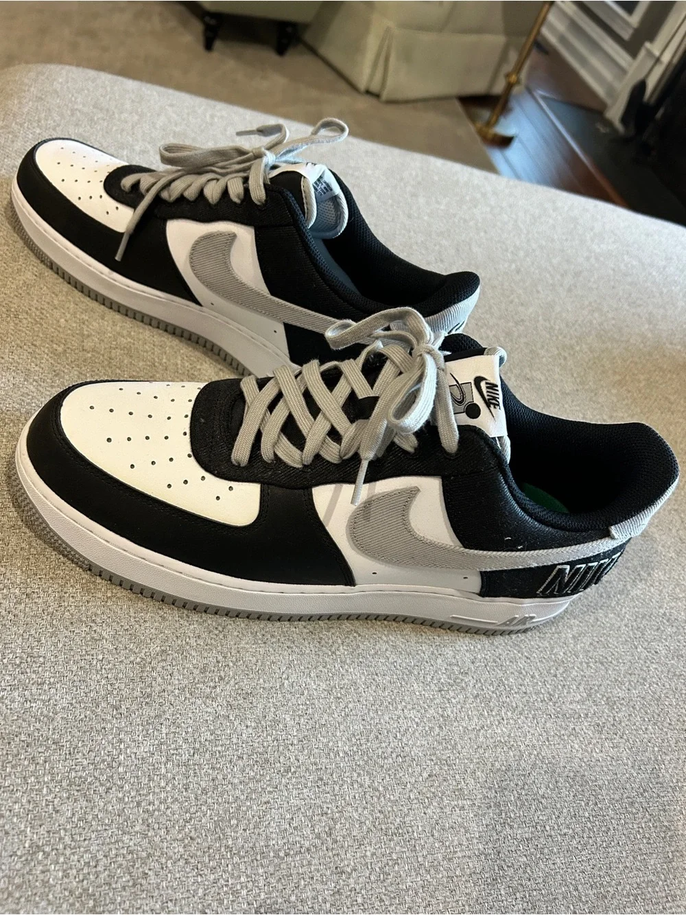 Nike Men’s Air Force One Low-Top Sneakers — Black, White & Gray